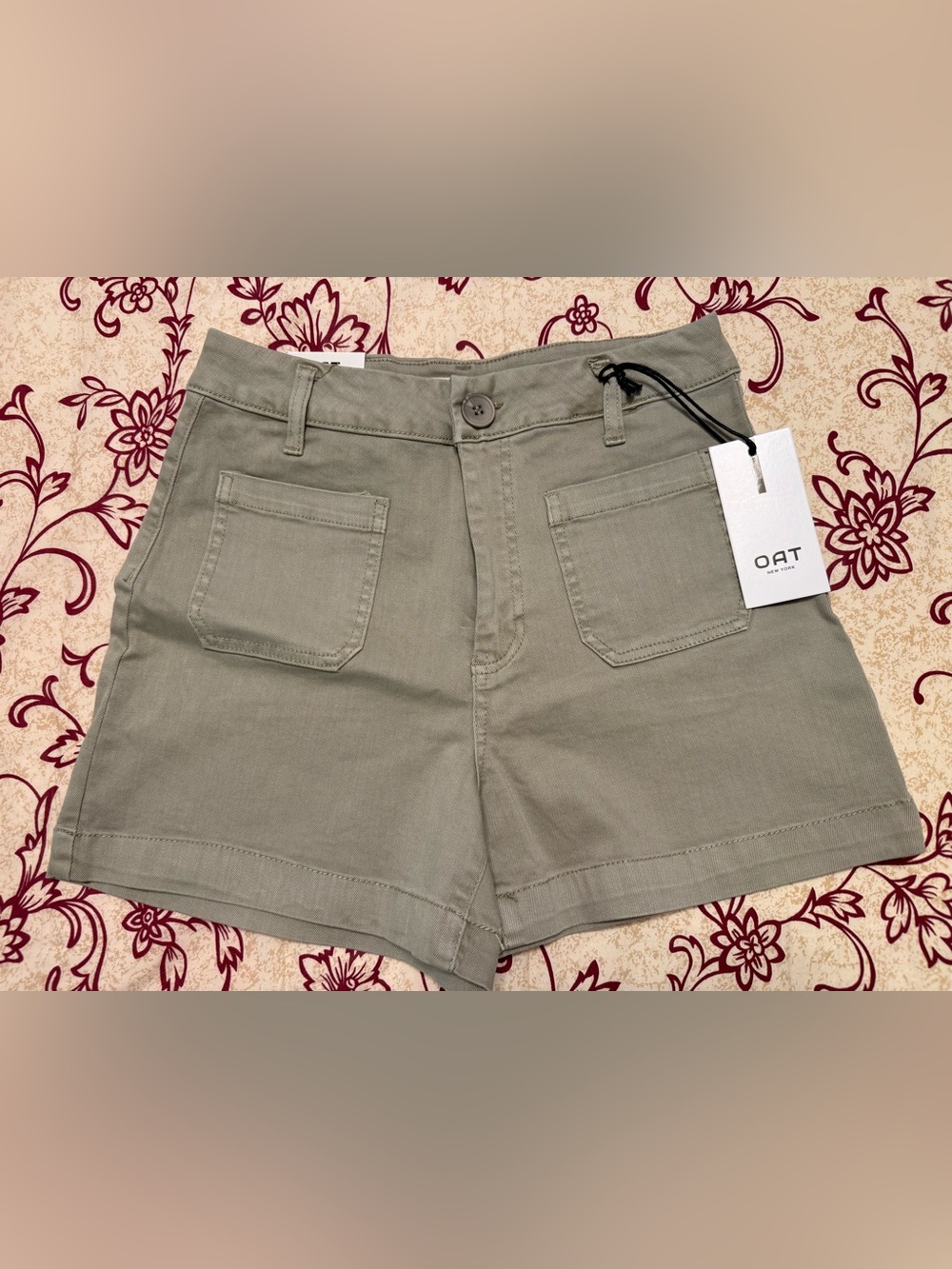 Oat New York Olive Utility Patch-Pocket Shorts